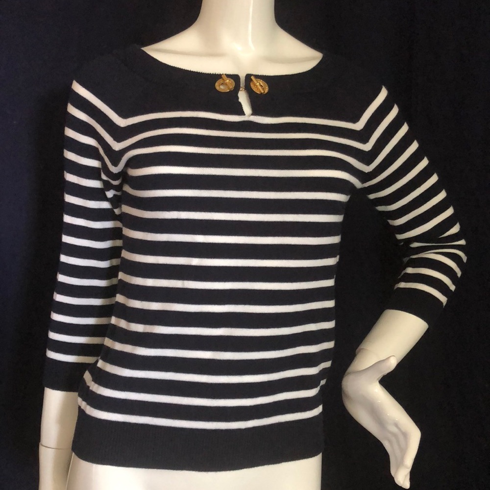 LAUREN Ralph Lauren striped sweater half s…